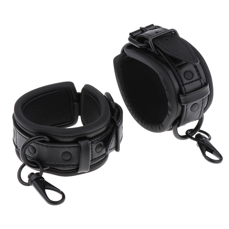 zalati Black Adjustable PU Leather Ankle Cuff Cover for Decorative