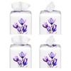 Purple Flower Tulip Square Tissue Boxes, Tissue Box Holder 5.2"x5.2"x5.2"