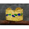 NicoWerk SRI656 Women's Rustic 925 Sterling Silver Wide Golden Mosaic