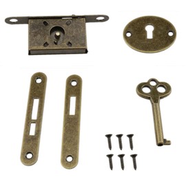 yukata Bronze Antique Box Locks Piano Lock Desk Locks for Drawers with Key for Cabinet Doors and Dresser Drawer 1PCS