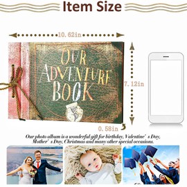 Our Adventure Book Diary Photo Scrapbook, Color cover, Retro Style Travel Souvenir Inspired by 'Up', Ideal for Photos, Gift for Couples Anniversary, Weddings, Travelling, Birthday, Christmas