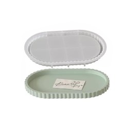 Oval Silicone Tray Mould with Flower Edges for Jewelry Holder