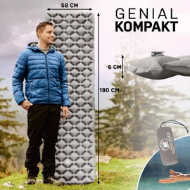 NORDBÄR® Camping Sleeping Mat Inflatable & Ultralight | Iso Air Mattress Small Pack Size for Camping, Outdoor & Camping | Camping Mat, Sleeping Mattress, Travel Mattress