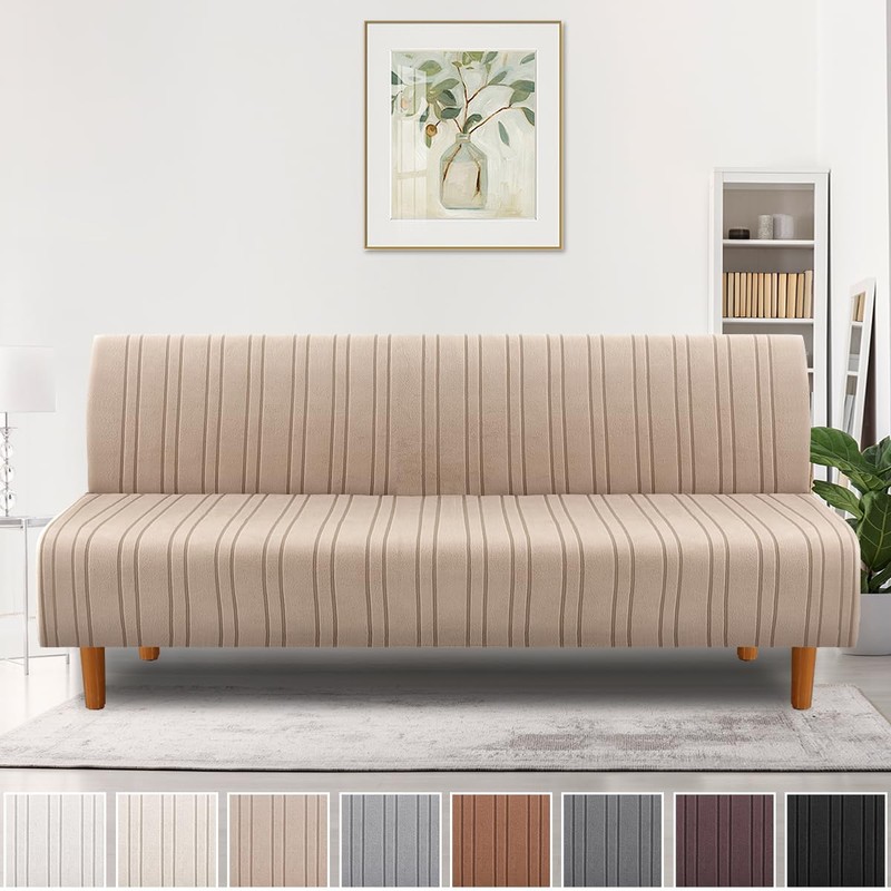 H.VERSAILTEX Stretch Futon Slipcover Armless Sofa Cover Furniture Protector Without