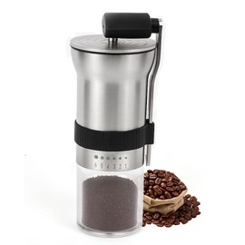 Manual Coffee Grinder with Stainless Steel Burr - 1.12oz Capacity Handheld Mill for Espresso, Drip, Cold Brew with 6 Adjustable Settings & Quiet -Extra Fine Grinding (Ceramic Burr)