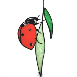 Hanging Pendant Ladybug Suncatcher Stained Glass Window Wall Door Hangings Family Car Decoration for Window Home Decor