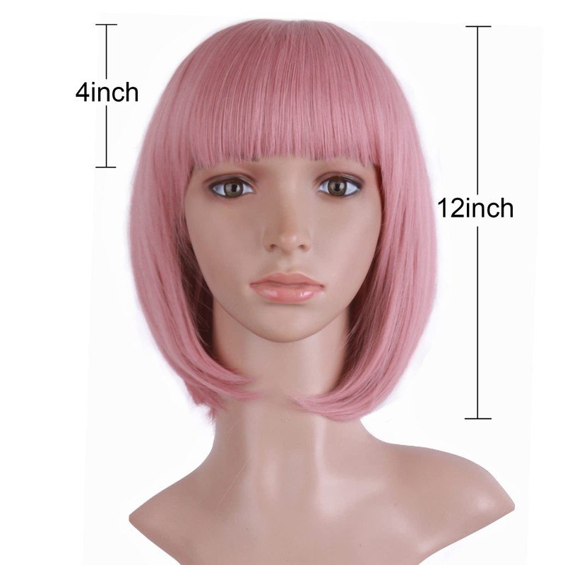 MapofBeauty MapofBeauty 12"/30cm Natural Ladies Short Straight Wigs Flat Bangs