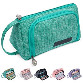 KUNQUN Large Pencil Case, Handheld Storage Pencil Bag, Green, Compact