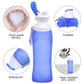 Foldable Water Bottle, Ultralight Sports Water Bottle, BPA-Free, 500 ml Portable Sports Bottle, Water Bottle with Leak-proof Design for Hot and Cold Drinks, Gym, Fitness, Yoga, Hiking, Outdoor