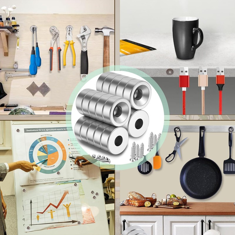 Neodymium Magnets, Extra Strong, Multifunctional Countersunk Head Round Magnet Pot