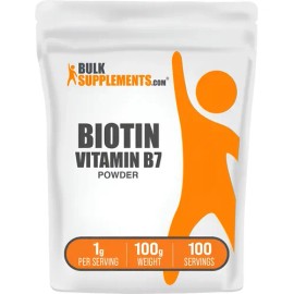 Bulksupplements Biotina 10000mcg Polvo Vitamina B7 Cabello Piel Uñas 100g                                                                             