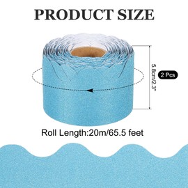 PATIKIL Glitter Bulletin Board Border, 2 Roll 65.6 Feet Poster Chalkboard Cork Decoration Trim Scalloped Borders Wall Decor for Classroom Office Locker, Dark Blue