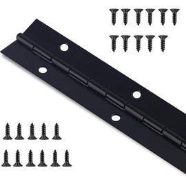 Heavy Duty Piano Hinge 48 Inch x 1.5 Inch Stainless Steel Black Continuous Hinge for Cabinet, Door, DIY Wood Boxes, 0.047" Leaf Thickness, 1.5" Open Width