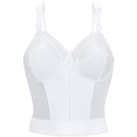 Exquisite Form womens Back Close Longline Bra, White, 40DD US