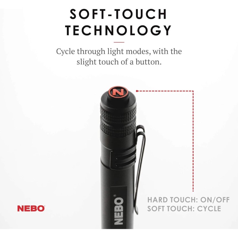 NEBO Rechargeable Pen Light Flashlight 360-Lumens Inspector 1 pack, Black
