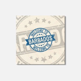 Unbranded Welcome To Barbados Grunge 4'' X 4'' Square Wooden Coaster