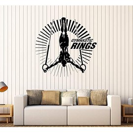 DesignToRefine Wall Decal Gymnastics Rings Acrobat Word Sports Vinyl Sticker Large Decor (ed2013) Black