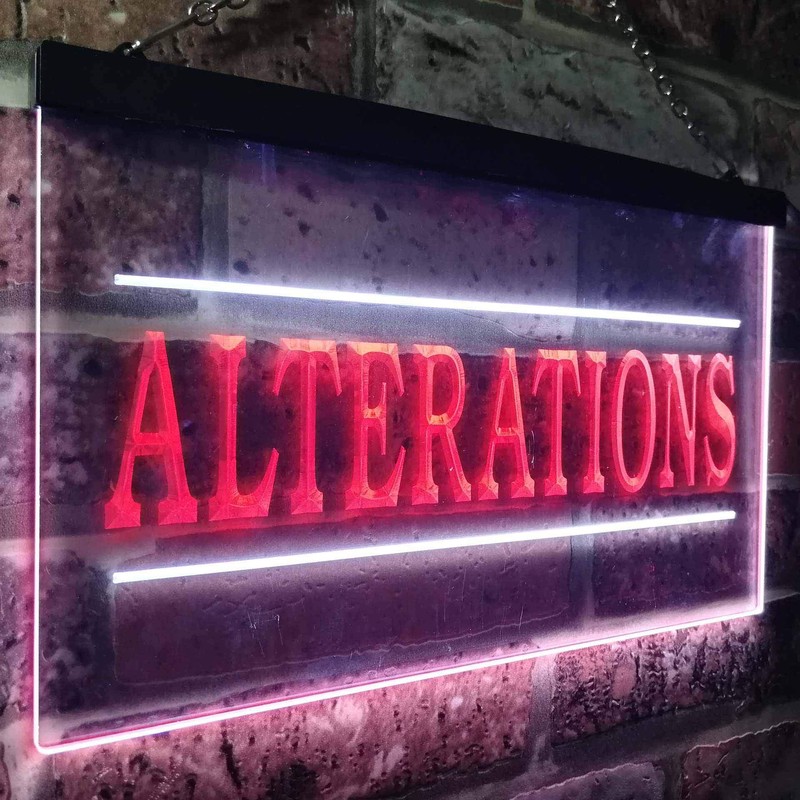 Alterations Services Dry Clean Illuminated Dual Color LED Neon Sign