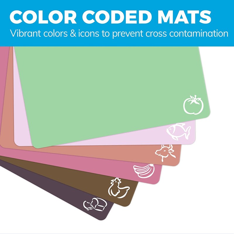 Extra Thick Pastel Flexible Plastic Cutting Board Mats with Food