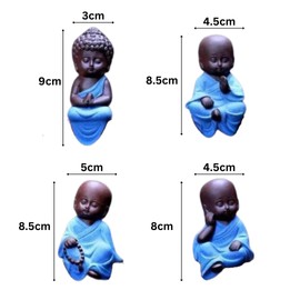 Garden Mile Mini Sitting Lucky Buddha Ornaments Set of 4 Feng Shui Meditation Garden Ornaments Waterproof And Heatproof Indoor Or Outdoor Decor