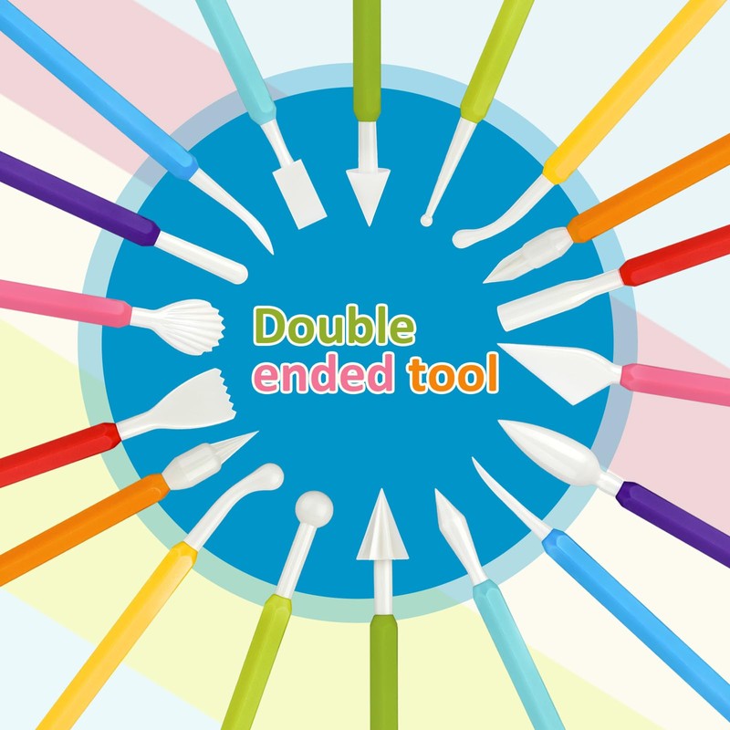 Abeillo 9Pcs Clay Tools, Polymer Clay Modelling Tools, Plastic Double