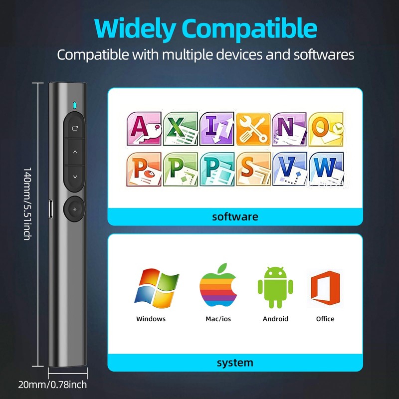 MOXYOY Presentation Clickers, Clicker for Powerpoint, Wireless Rechargerable Presenter Remote,