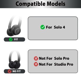 Solo 4 Earpads Replacement Ear Pads Cushion for Beats Solo 4 Wireless Headphones Accessories, Solo4 Earpads with Softer Protein Leather and High Density Memory Foam - Black