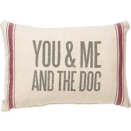 Primitives by Kathy Vintage Flour Sack Style Red Striped Throw Pillow, 15 x 10-Inch, You & Me