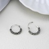 Balinese Interlace Tribal Ornate .925 Silver Hoop Earrings