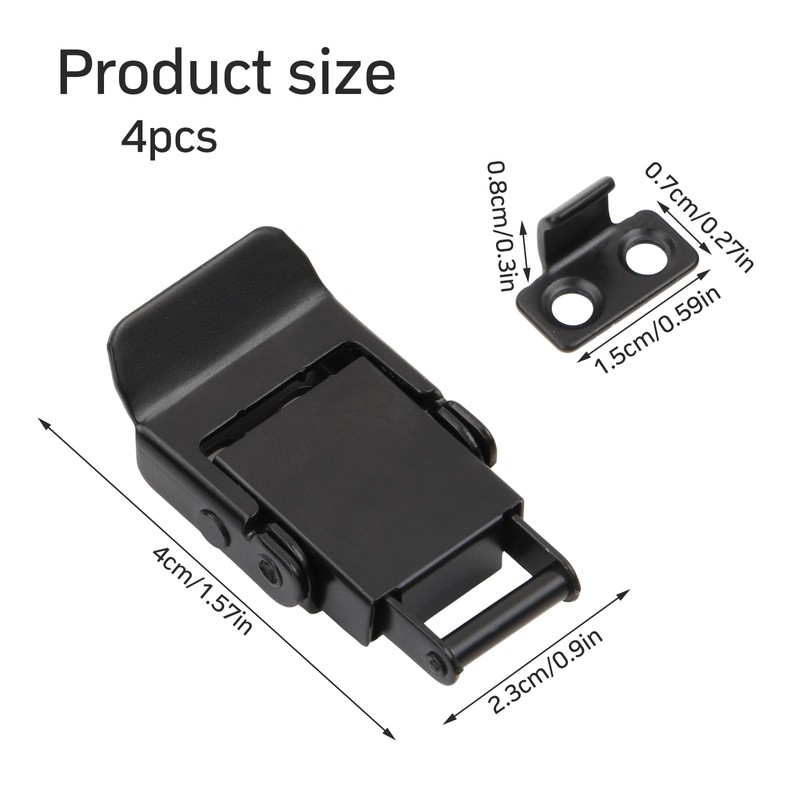 Set of 4 Stainless Steel Black Snap Lock Travel Suitcase