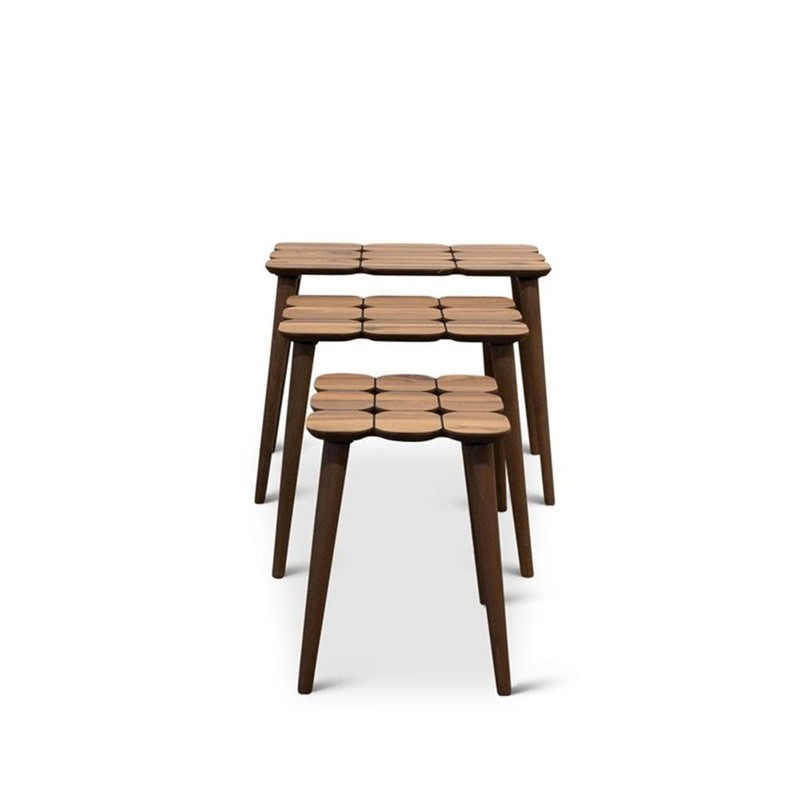 ASHCROFT Page Mid-Century Modern Wood Nesting Tables in Walnut (Set