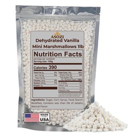 Dehydrated Vanilla Mini Marshmallows 1LB - Mini Marshmallows Bits for Hot Chocolate, Baking, Desserts, Trail Mix & Candy Making - Perfect for Cupcakes & Ice Cream Toppings in Resealable Bag