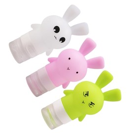 IWOWHERO 3pcs Leak Shampoo Bottle Travel Toiletries Bottles Lotion Squeeze Tube Bunny Design
