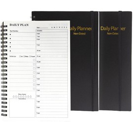 2 Pack Undated Daily Planner, To Do List Notebook Hourly Schedules Spiral Appointment Planner, Time Management Manual and Planner 5.6" x 8.3" 152 Pages