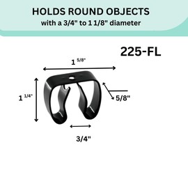 Spring Clip, Grip Clip, Holds 3/4-1 1/8 Inch Diameter with Screws, Broom, Pipe, Tool Holder for Wall, Truck, Garden, Gibson Gripper Clips, Part 225-FL, Made in USA, Black (4)