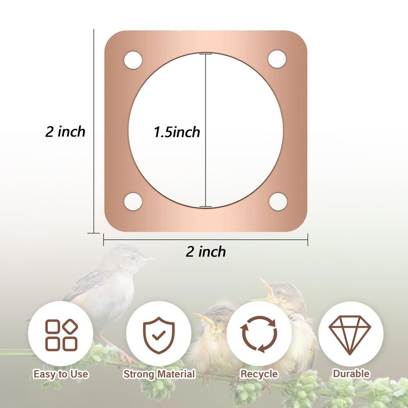YAFIYGI 4 Pieces Birdhouse Predator Guard Copper Portal Metal Protector
