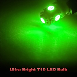 Yorkim 194 LED Bulbs Green Super Bright Newest 5th Generation, T10 LED Bulbs, 168 LED Bulb, LED Bulbs for Car Interior Dome Map Door Courtesy License Plate Lights W5W 2825, Pack of 10