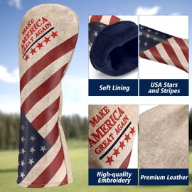 GIGAPOWER Golf Club Headcover for Fairway Wood Head Cover Elegant Embroidery Premium Leather with Interchangeable No. Tags 3 4 5 7 X Golf Club Covers