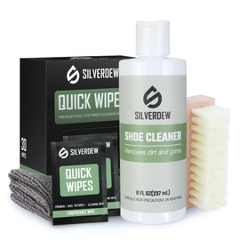 SILVERDEW 33PCS Shoe Cleaning Kit, 8oz Shoe Cleaner, 30 Pack Sneaker Wipes, Nylon Brushes & Microfiber Towel for Sneaker, Leather, Mesh & Canvas