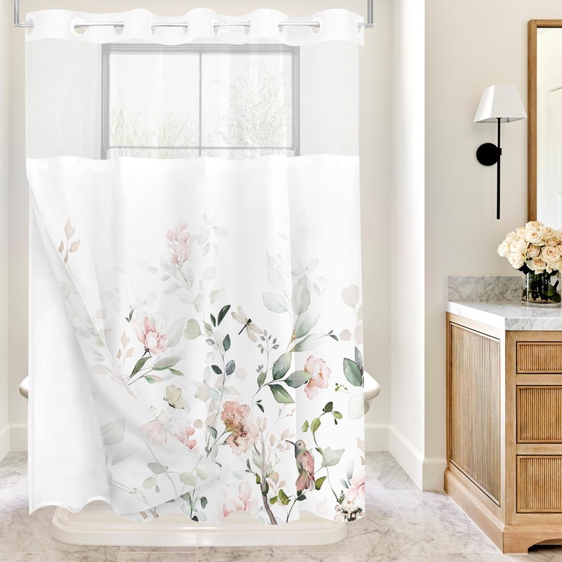 Tititex No Hooks Snap in Liner Aesthetic Blooming White Flowers