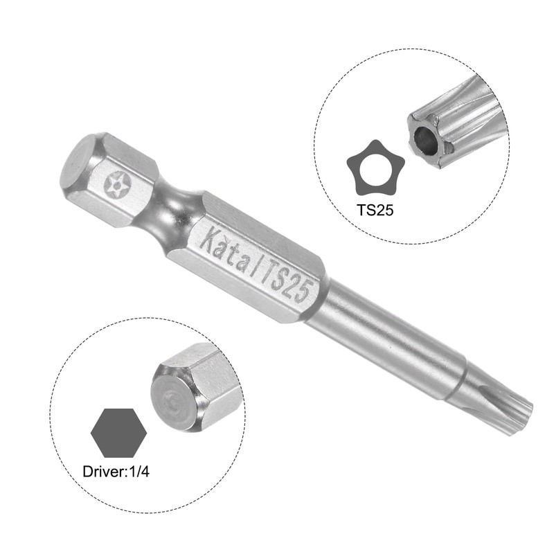 sourcing map 5pcs TS25 Magnetic Security Star 5 Point Screwdriver