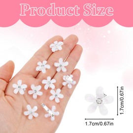 Mabor 20Pcs Flower Hair Clip Mini, White Rhinestone Decorative Wedding Bridal Hair Barrettes and Pins for Women