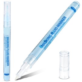 Feifeiya 2 Pcs Masking Fluid Pen for Watercolor Painting, Capacity with Applicator Tip, Masking Fluid Marker for Various Art Projects Watercolor Ink (0.7mm,Blue)