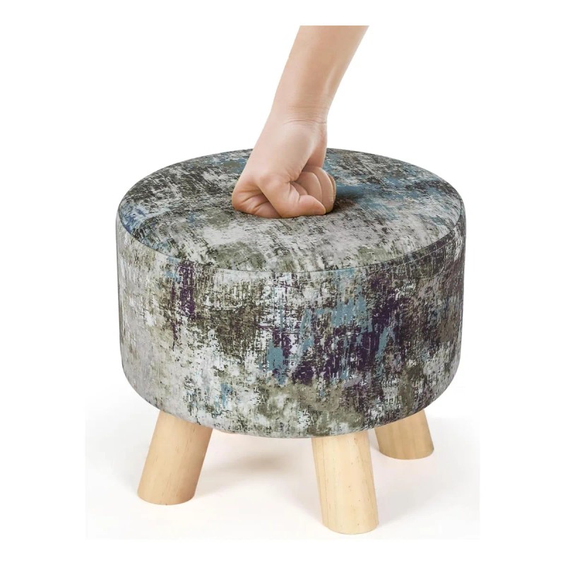 Homebeez Round Ottoman Stool Velvet Foot Foot Supt, Pequeño