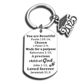 KINMES 2025 Graduation Gifts for Her College High School Graduation Gifts for Women Class of 2025 Keychain Inspirational Christian Keychain for Phd Master Nurse Police Senior 2025, Silver, Small