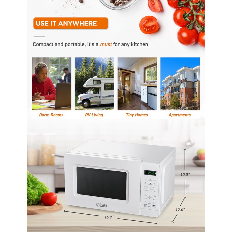 COMMERCIAL CHEF 0.7 Cu Ft Microwave with 10 Power Levels,