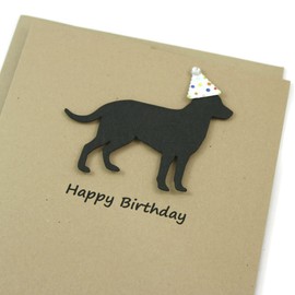 Black Labrador Retriever Birthday Card | Black Lab Dog theme Pet Greeting cards | Confetti Party Hat