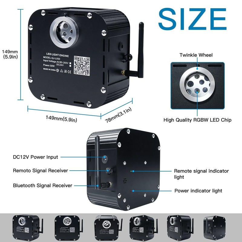 AKEPO 50W RGBW Twinkle Fiber Optic Light Engine Driver, Bluetooth