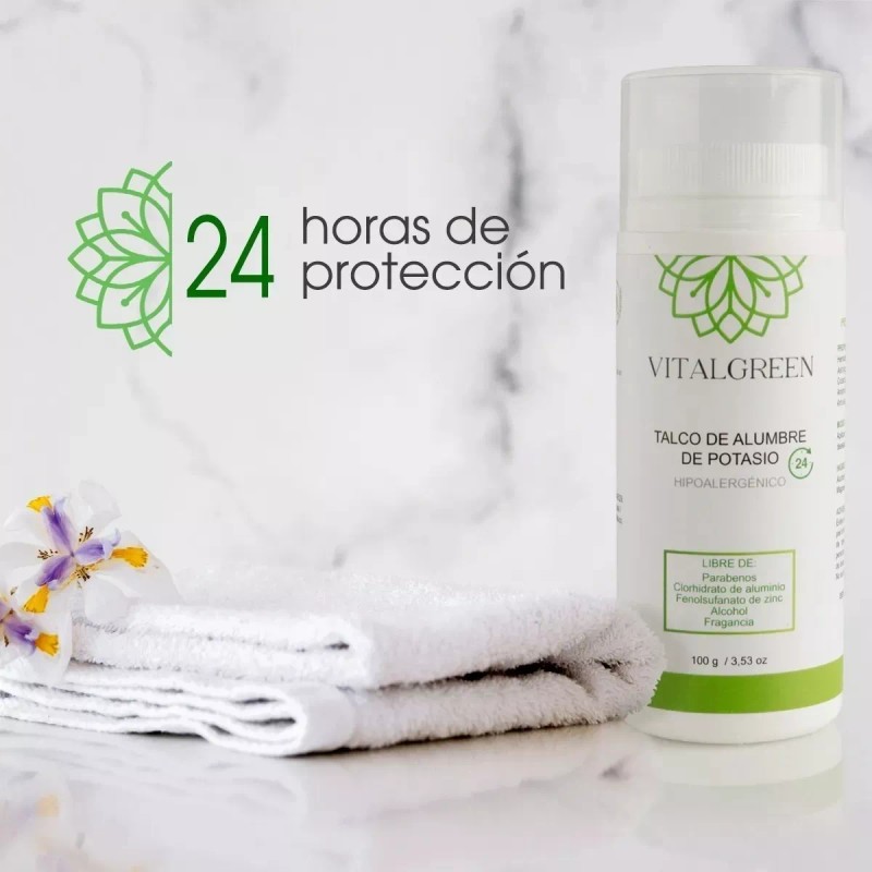 Vital Green Talco Alumbre De Potasio Sin Parabenos 100g Vital