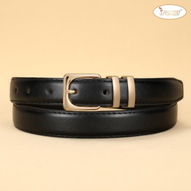 JASGOOD Women Leather Belt for Pants Jeans Casual Fashion Ladies Skinny Leather Waist Belt for Dress with Gold Buckle
